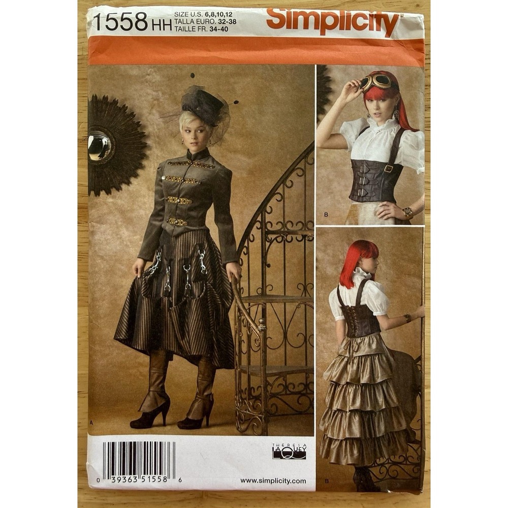 Simplicity 1558 Steampunk Misses' Costume Pattern Skirt Jacket Corset 6‎ 8 10 12